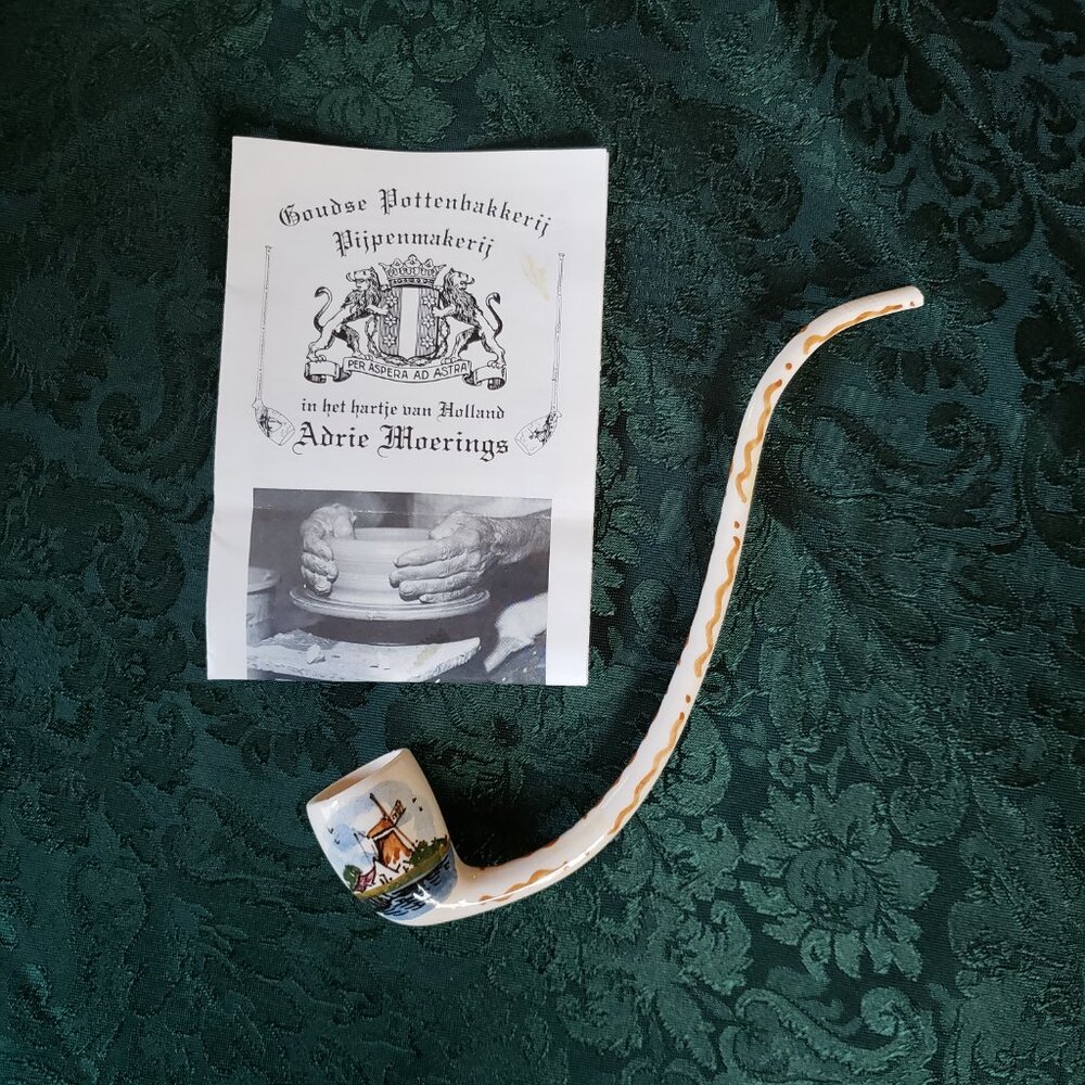 Vintage Hand-Crafted Dutch Pottery Pipe